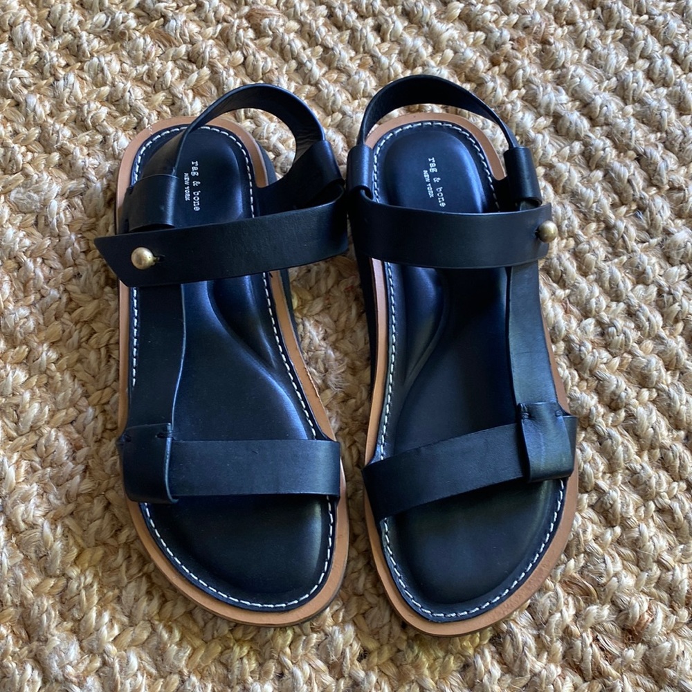 Rag and Bone Parker Black Sandals 37 7 Like New